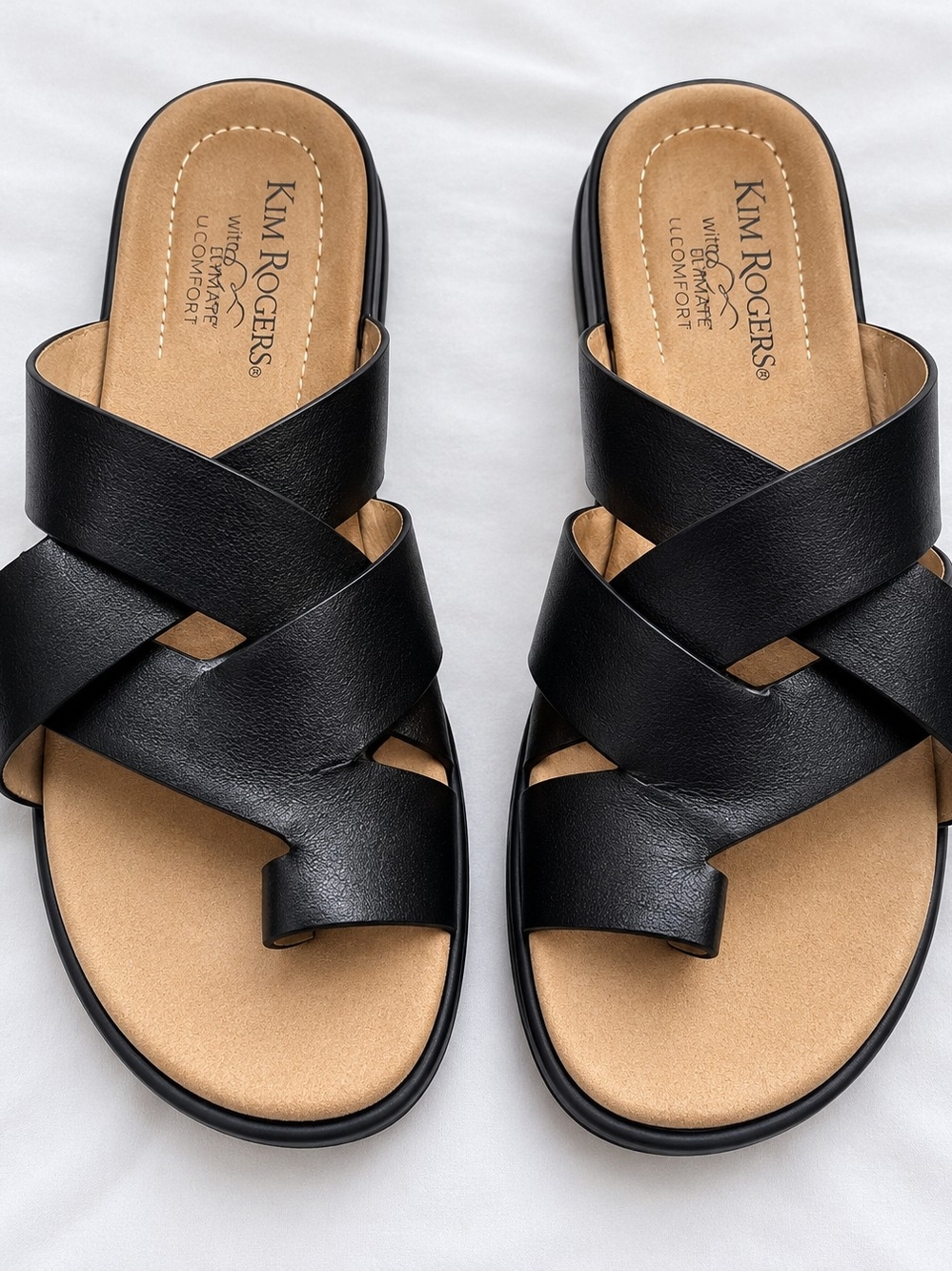 Kim rogers Women's 7.5 black slip on sandals #26